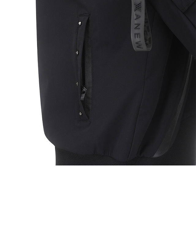 ANEW Golf Women's Signature Tricot Set Up Jacket in Black, featuring a glossy finish and stylish overfit design.